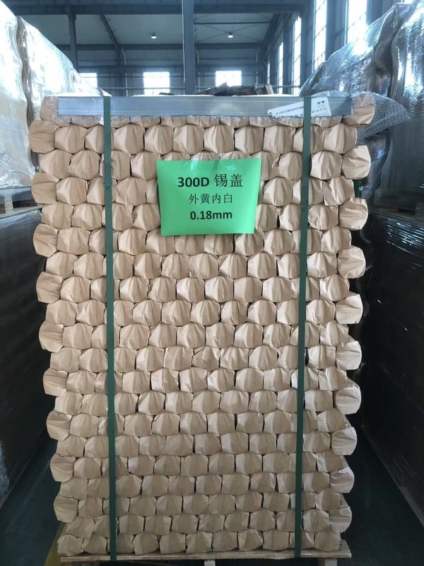 300# 73mm قطر 0.18mm مغلفة الصف الغذائي الصفحات الصفيحة الدائرية الغطاء السفلي للخضار علبة